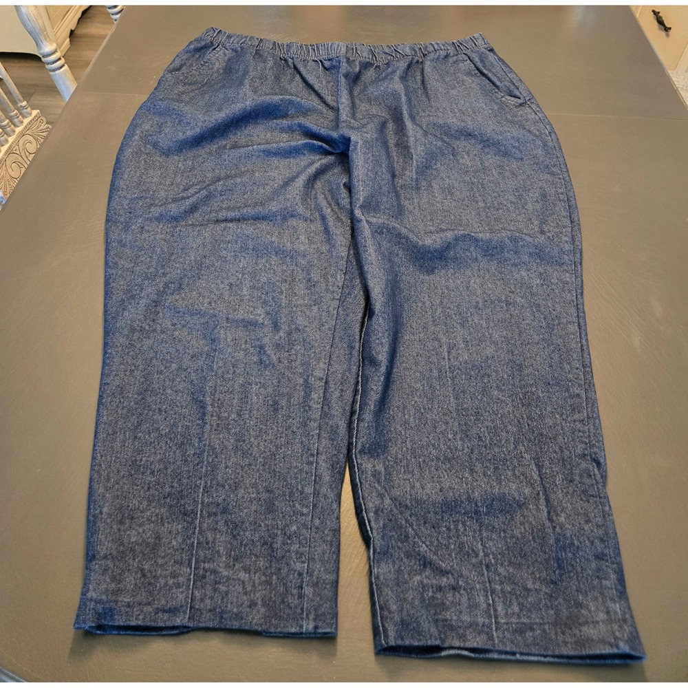 American Sweetheart Womens 3XP Blue Denim Elastic Waist Straight Leg Pants AOD